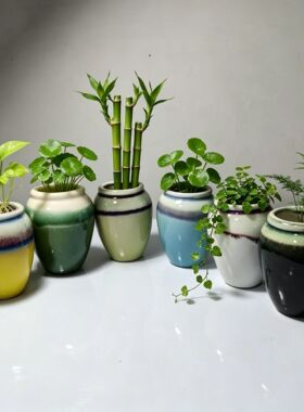 窑变颜色釉陶瓷小号花瓶工艺品