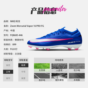 NIKE刺客16次顶FG足球鞋男耐克长钉成人低帮人草天然草FQ8685-446