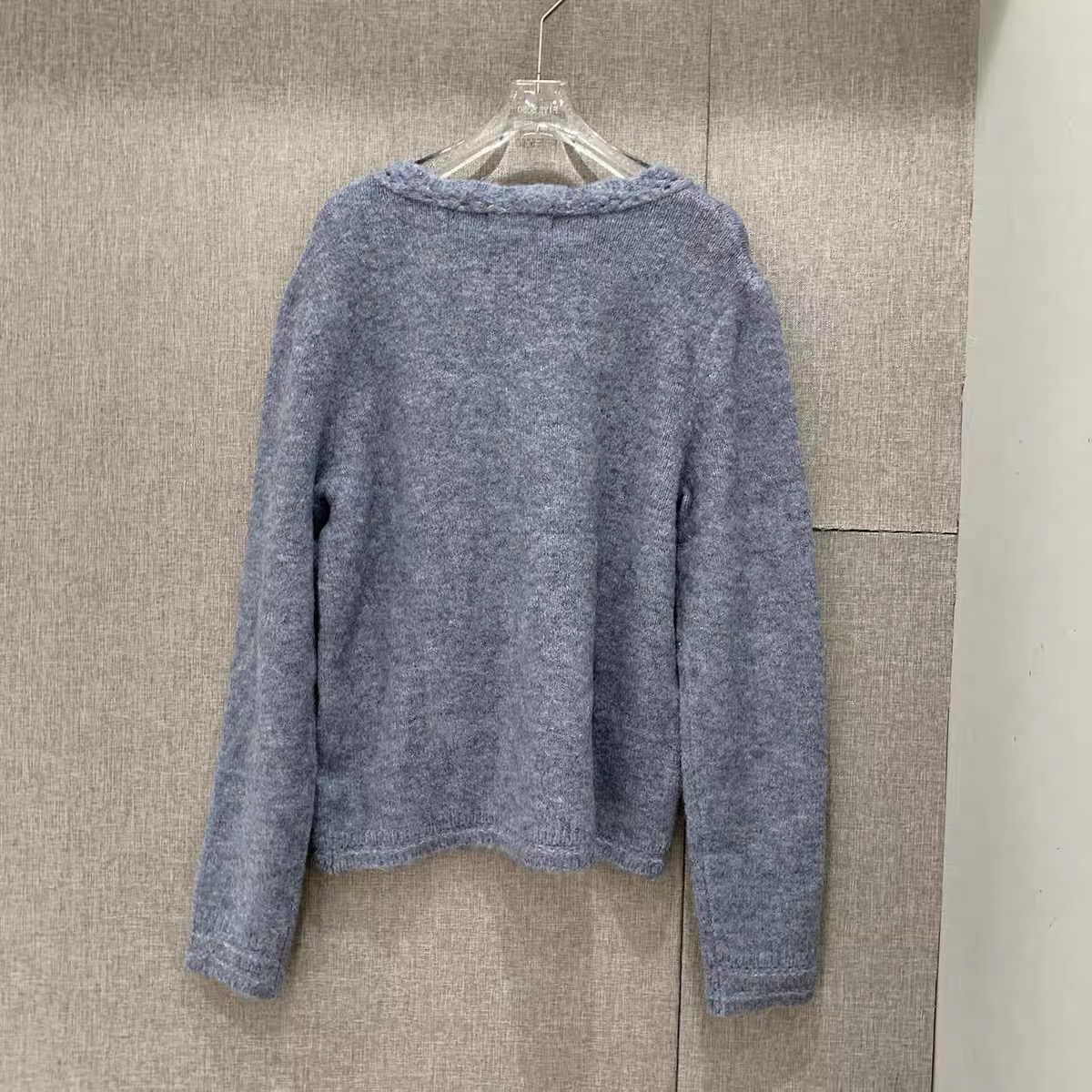 欧洲站2025冬季新款ph23圆领单排扣镂空钩花纯色针织毛衣开衫4746 - 图2