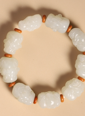 和田玉籽料白玉十八罗汉手串