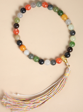 天然和田玉多宝彩虹多色手链