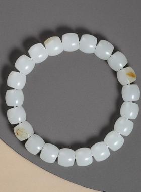 和田玉羊脂白玉籽料直切手串