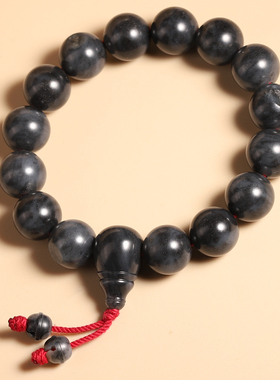 和田玉青花籽料14mm圆珠手串