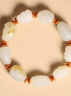 和田玉籽料白玉十八罗汉手串