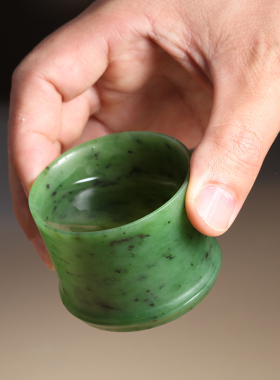 和田玉碧玉主人杯薄胎茶杯