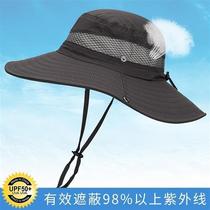 帽子男士夏天透气防晒帽新款户外登山钓鱼帽抗UV大帽檐遮阳帽男