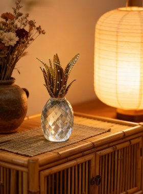 轻奢风高级感水晶凤梨摆件