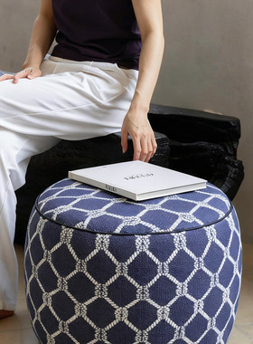 地中海几何布艺收纳圆凳