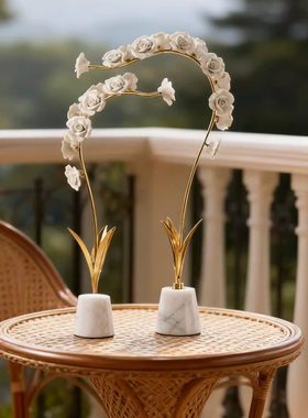 手工仿真玫瑰花客厅玄关装饰摆件