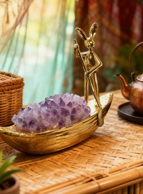 新中式紫水晶玄关开运摆件