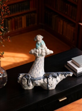 新中式陶瓷手绘人物摆件乔迁礼