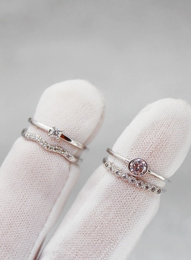 圆钻微镶锆石开口指环关节尾戒