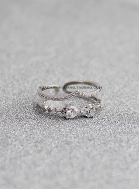 韩版甜美风锆石开口指环戒子