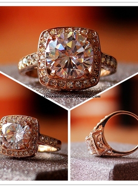 超奢华拉风3克拉酒红钻石白方形