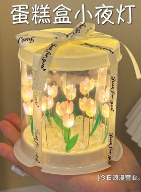 郁金香花海小夜灯创意爆款手工diy材料包蛋糕盒浪漫氛围灯高颜值
