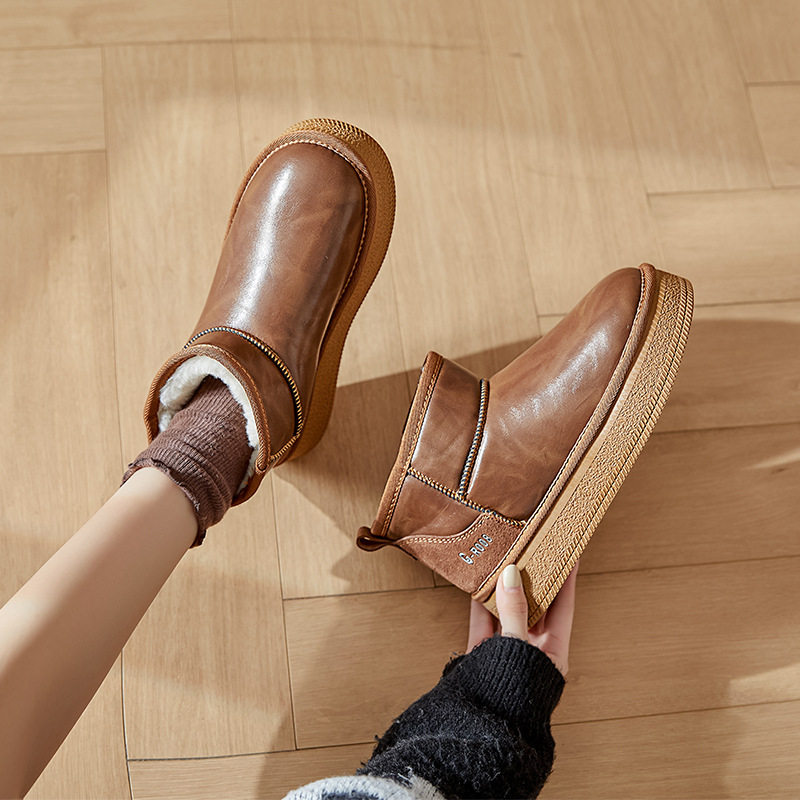 2025新款冬季厚底内增高雪地靴女加绒加厚防水保暖短靴松糕底棉鞋,淘宝优惠券,粉丝福利购,淘宝优惠卷