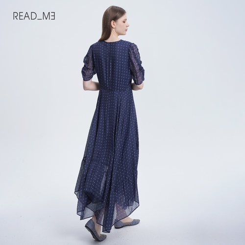 readme读我收腰V领显瘦长款波点女连衣裙50871611 - 图0