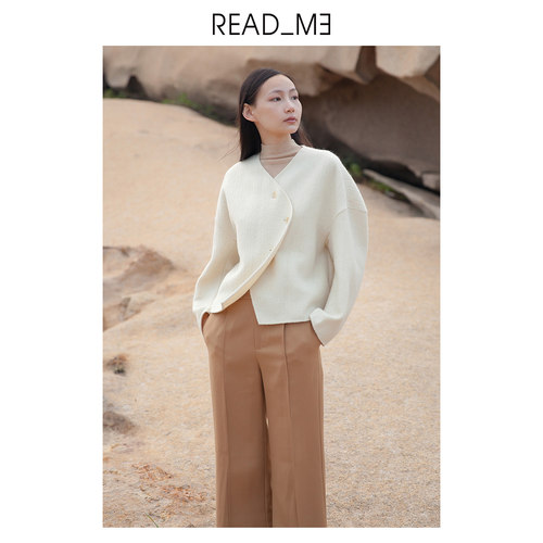 商场同款readme读我女士短白双面呢羊毛大衣外套60920411 - 图3