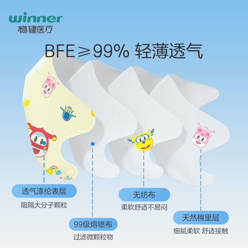 稳健儿童口罩棉里层水果印花3d立体幼童宝宝小孩3-6岁6到14岁秋冬