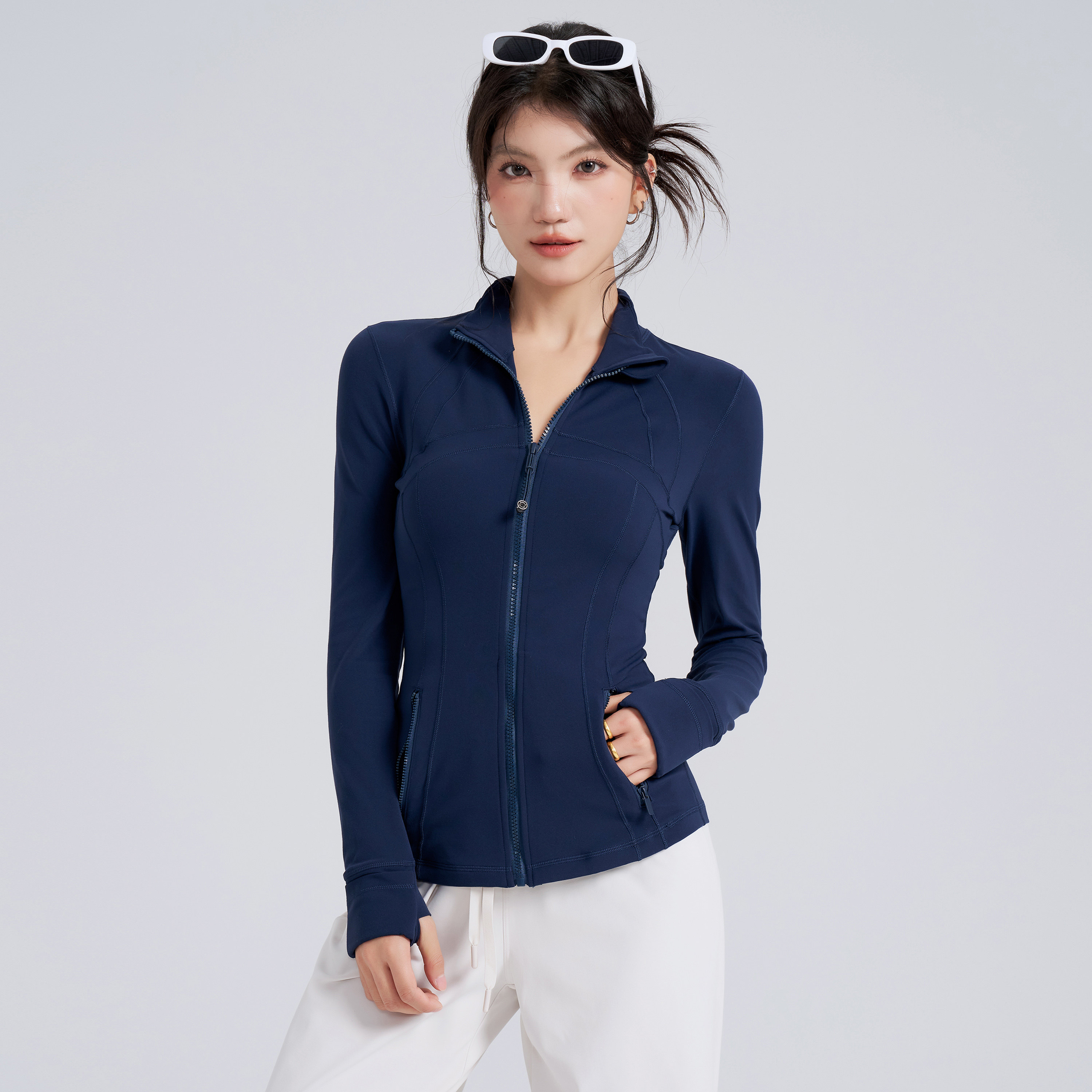 岚纹秋冬季瑜伽外套女立领拉链跑步骑行健身服高级感运动上衣长袖,淘宝优惠券,粉丝福利购,淘宝优惠卷