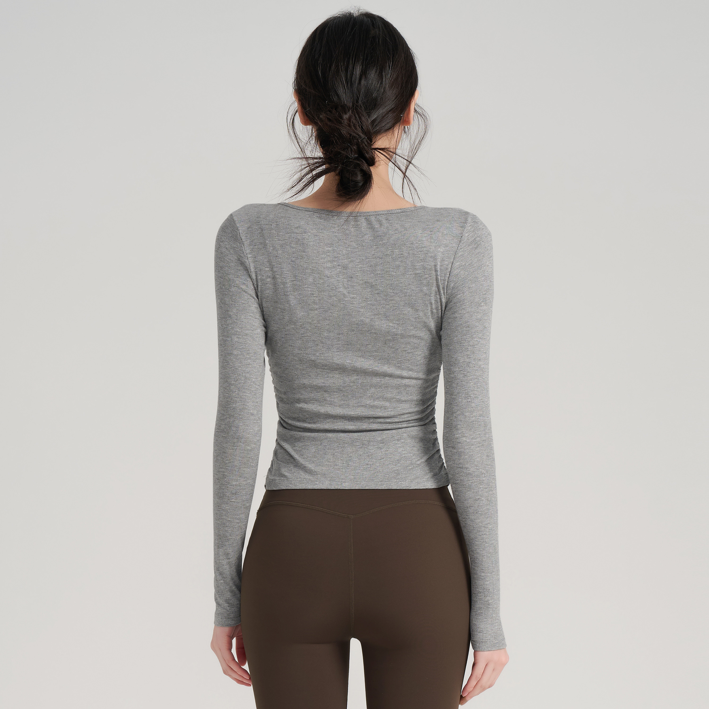 岚纹圆领瑜伽服女亲肤运动上衣T恤收腰拉提训练跑步健身长袖秋冬,淘宝优惠券,粉丝福利购,淘宝优惠卷