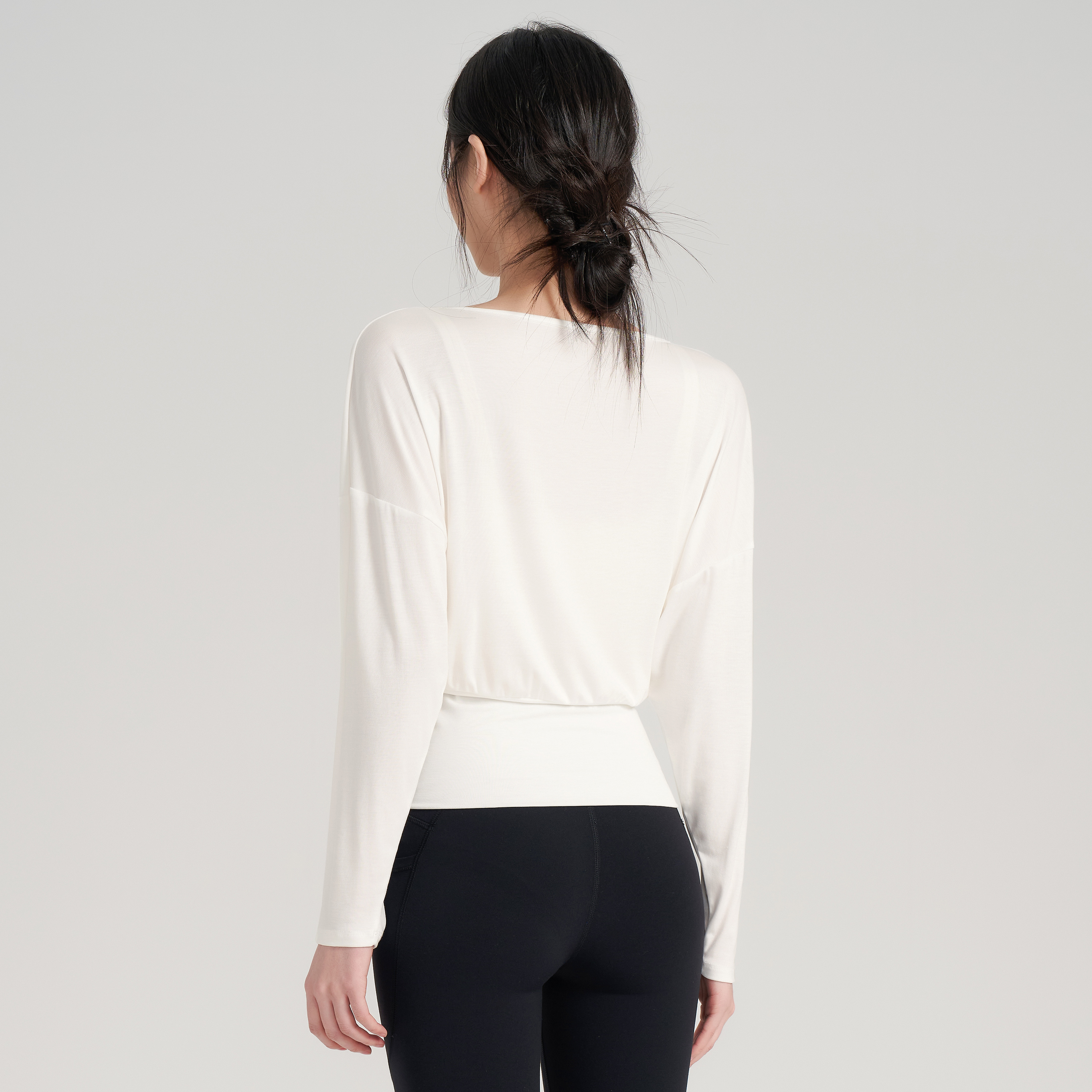 岚纹速干瑜伽服套装长袖女普拉提跑步运动上衣宽松训练健身服罩衫 - 图1