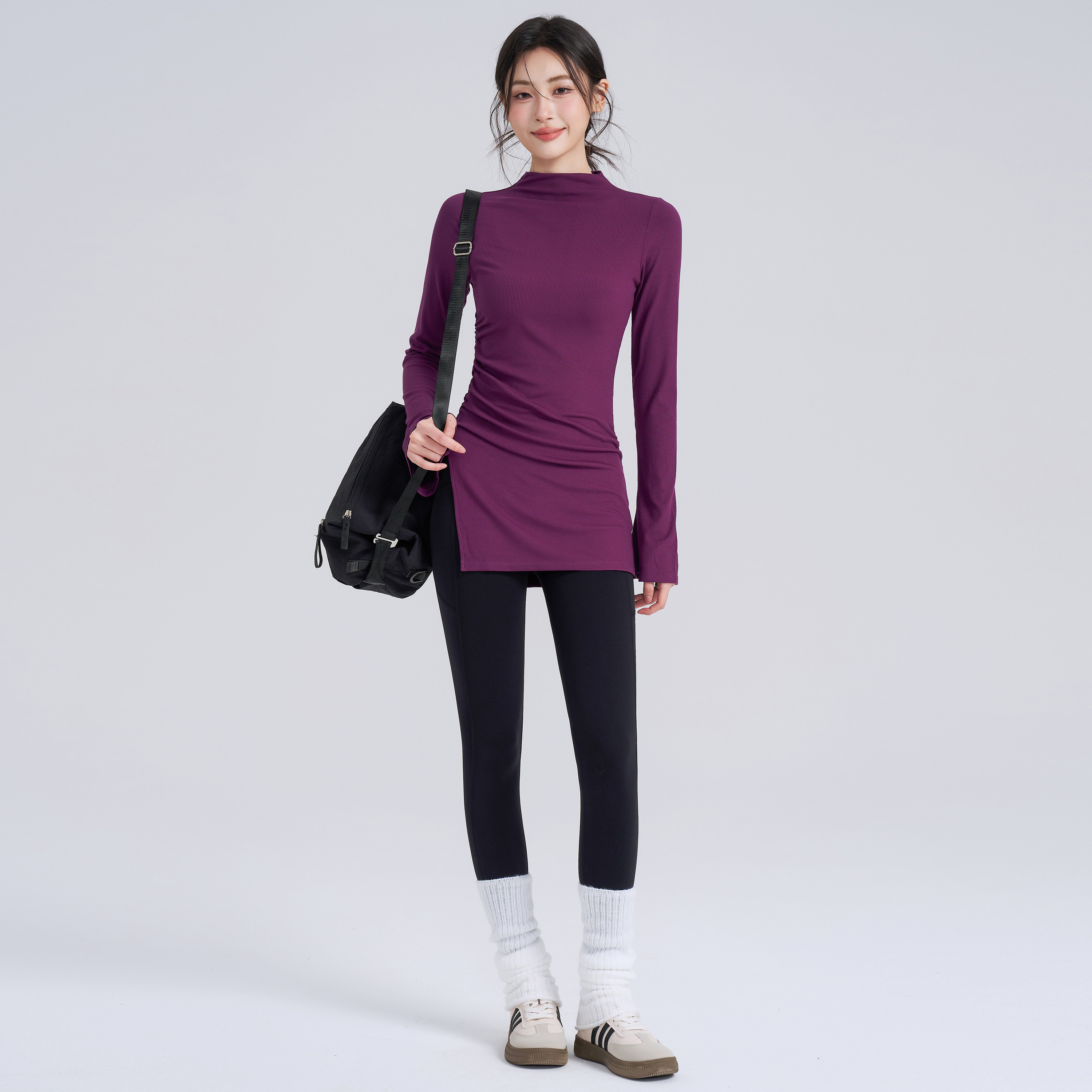 岚纹遮臀瑜伽服女跑步运动喇叭健身长袖普拉提舞蹈训练上衣秋冬款,淘宝优惠券,粉丝福利购,淘宝优惠卷