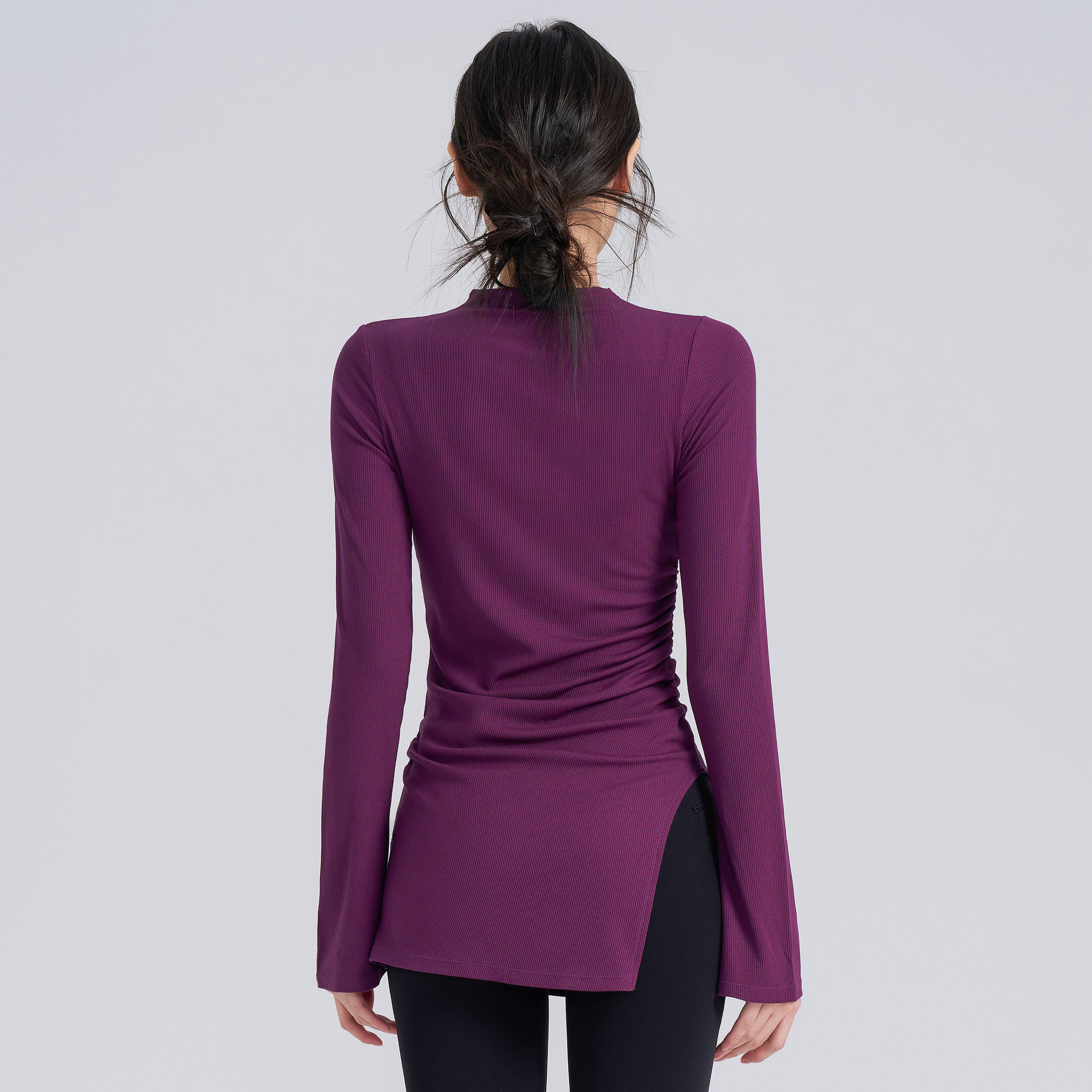 岚纹遮臀瑜伽服女跑步运动喇叭健身长袖普拉提舞蹈训练上衣秋冬款,淘宝优惠券,粉丝福利购,淘宝优惠卷