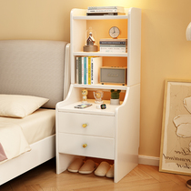 Solid Wood Bed Head Cabinet Modern Minimalist Lockers With Drawer Set Cabinet Small Bedroom Bedside Containing Cabinet With Bookcase