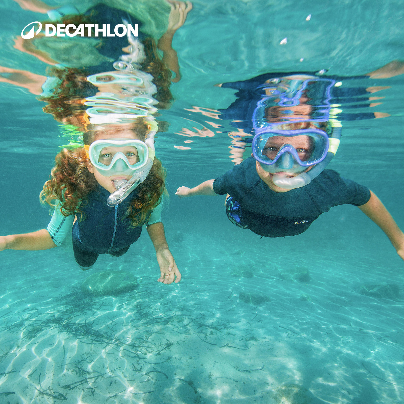 迪卡侬浮潜装备潜水面罩儿童游泳眼镜可呼吸面罩水下泳镜护鼻IVS2