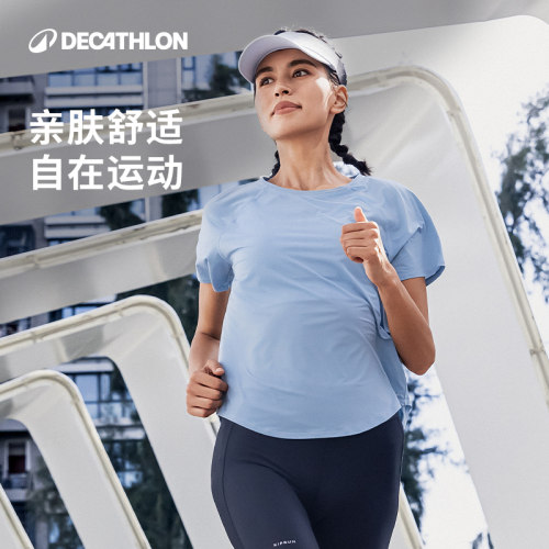 迪卡侬运动速干衣女夏季跑步健身T恤冰丝透气短袖瑜伽服上衣SAL2 - 图2