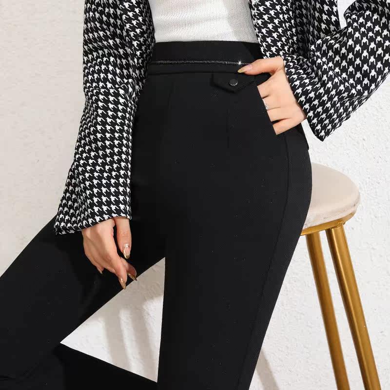 亮片微喇裤子秋冬修身2021新款女裤 玖嫣休闲裤