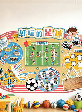 幼儿园足球运动主题活动环创墙贴