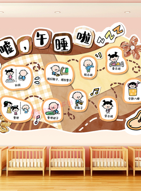幼儿园午睡步骤环创睡房文化墙贴