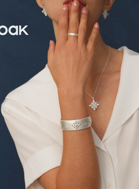 OOAK白日烟花雨雕金开口手镯