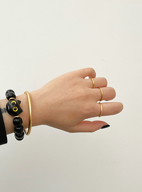 男女通用钛钢金色戒指磨砂指环