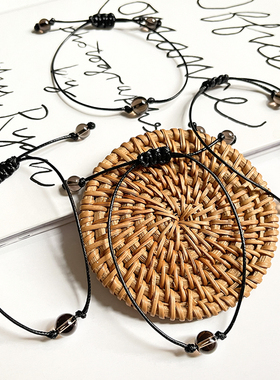 男女通用茶晶手绳编织手链