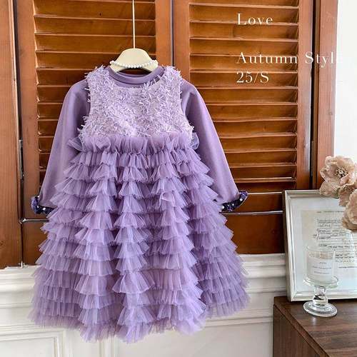 英国Next Naive女童春秋季网纱蛋糕蓬蓬裙高级感拼接背心裙公主礼 - 图2