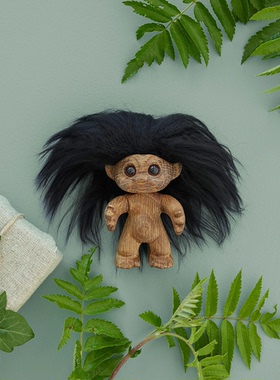 瑞典代购Spring Copenhagen木摆件创意客厅幸运巨魔手工灰树