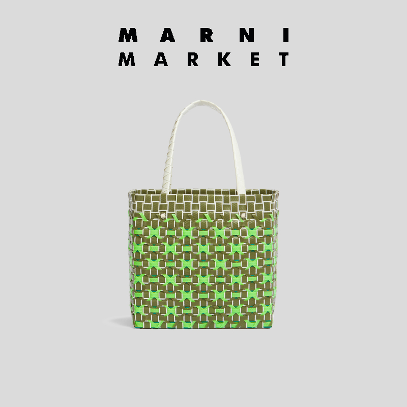 MARNI MARKET女士BASKET系列工艺编织包菜篮子-图1