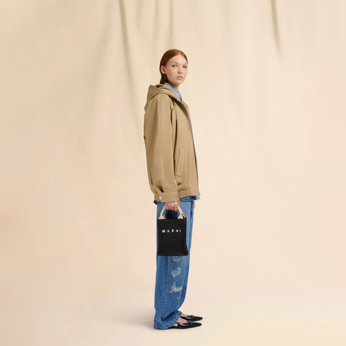 【24期免息】MARNI 刺绣LOGO草编手提包小托特包 - 图1