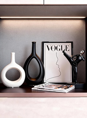现代简约侘寂风陶瓷花瓶花插摆件