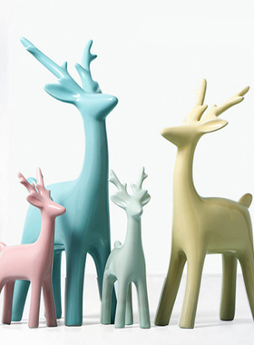 创意现代简约客厅电视柜书房家居装饰工艺礼品小摆设耶诞麋鹿摆件