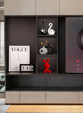 序强轻奢植绒兔子摆件高级感小众