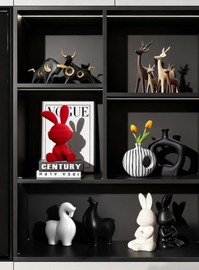 网红ins风植绒爱神兔摆件套装