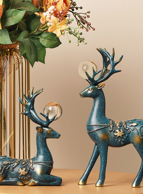 序强树脂现代玄关鹿摆件装饰品