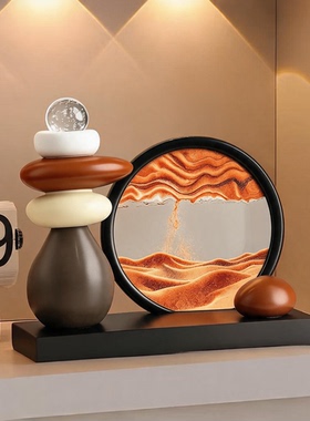 创意陶瓷石来运转流沙画摆件
