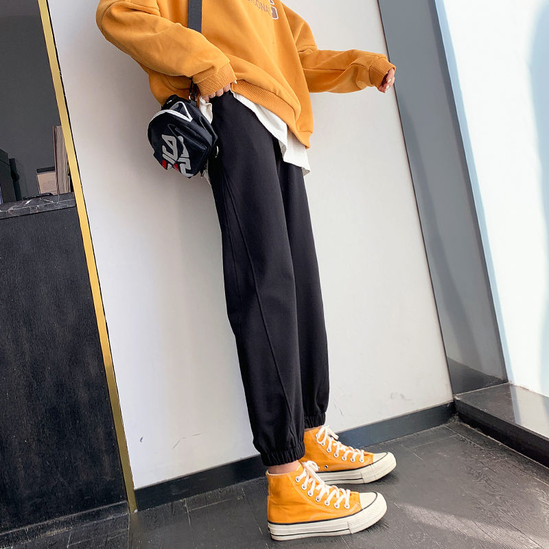 宽松束脚休闲秋季灯笼裤黑色潮卫裤 可男可女休闲裤