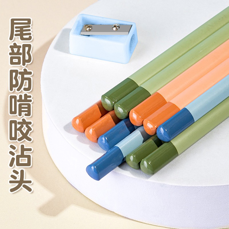 得力定制刻字铅笔小学生儿童专用HB大三角杆矫正姿握姿幼儿园一年级特粗铅芯安全2b铅笔初学者套装刻名字