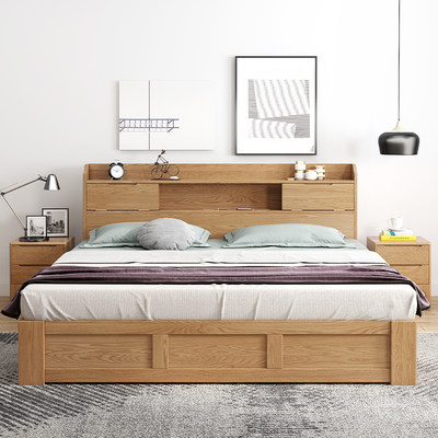 北欧全实木高箱床1 5米储物床1 8米箱体收纳床日式卧室主卧双人床 虎窝淘